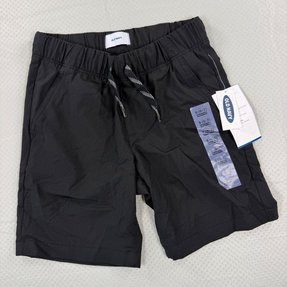 NWT Old Navy Boys Black Built-In Flex Athletic Jogger Shorts Size S 6-7 Stretch
